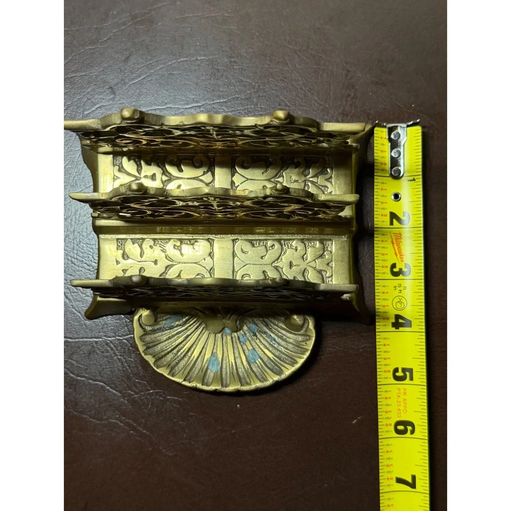 Vtg Solid Brass Letter Holder Mail Organizer Desk Art Nouveau Victorian Style - Picture 8 of 10